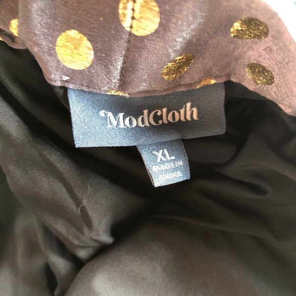 ModCloth XL gray with shiny gold polka dots skirt - Picture 2 of 3